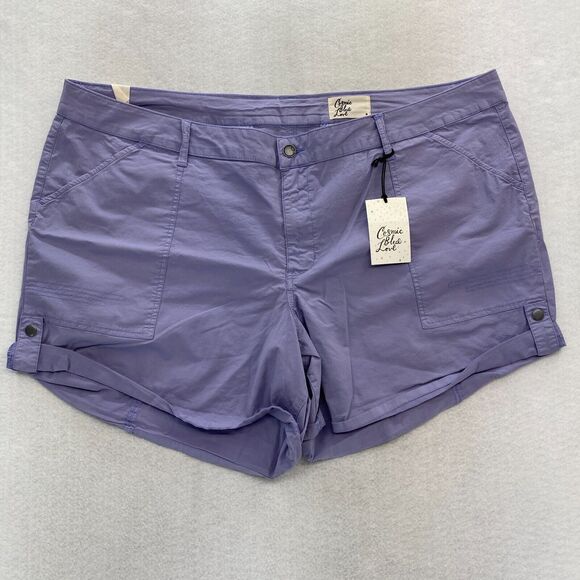 Cosmic‎ Blue Love Chino Shorts Women's Plus 24W Bell Flower Purple Stretch NWT - Picture 1 of 12